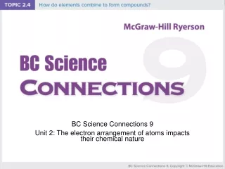 BC Science Connections 9 Unit 2: The electron arrangement of atoms impacts their chemical nature