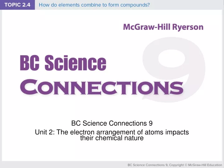 bc science connections 9 unit 2 the electron arrangement of atoms impacts their chemical nature