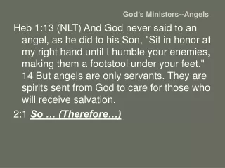God’s Ministers--Angels