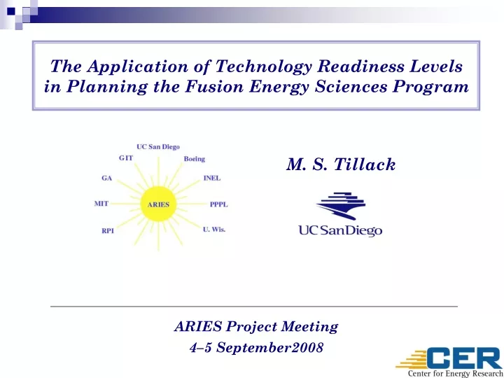 the application of technology readiness levels in planning the fusion energy sciences program