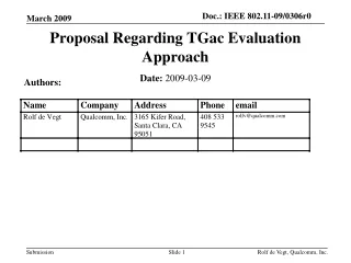 Proposal Regarding TGac Evaluation Approach