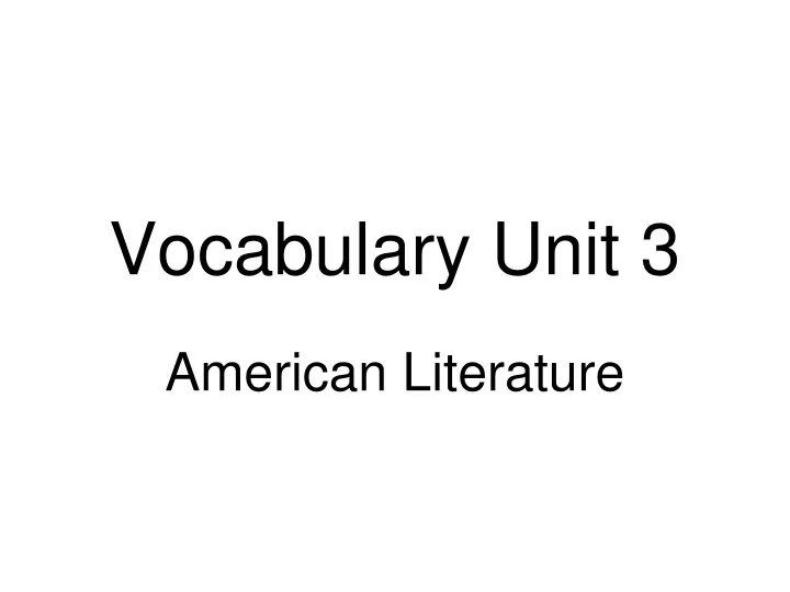 vocabulary unit 3