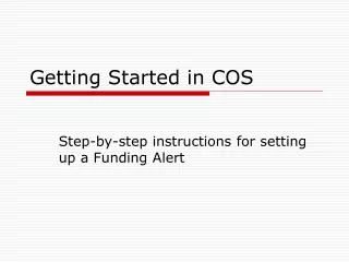 Getting Started in COS