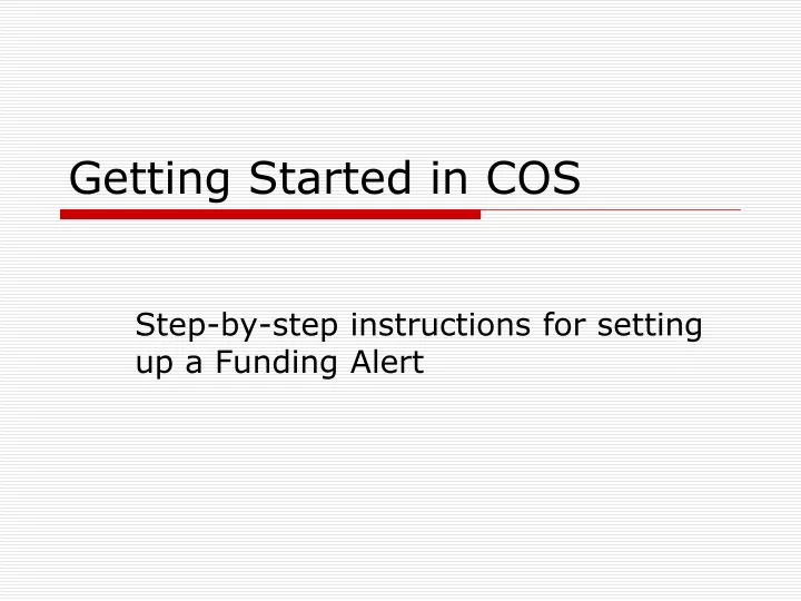 getting started in cos