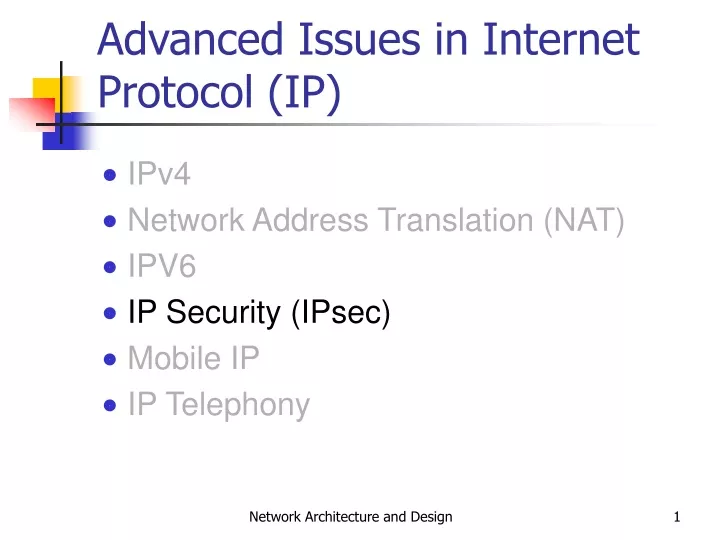 advanced issues in internet protocol ip