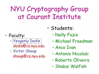 NYU Cryptography Group at Courant Institute