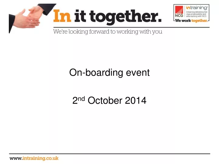 on boarding event 2 nd october 2014