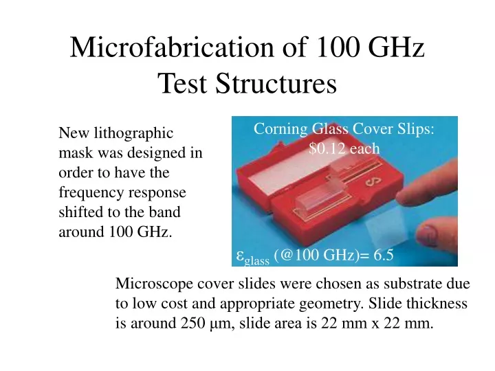 microfabrication of 100 ghz test structures