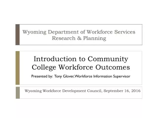 Introduction to Community College Workforce Outcomes