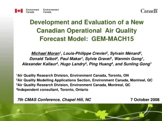 Development and Evaluation of a New  Canadian Operational  Air Quality