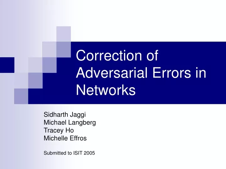 correction of adversarial errors in networks