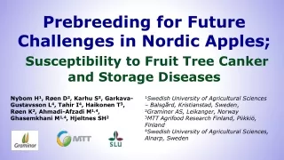 Prebreeding for Future Challenges in Nordic Apples;