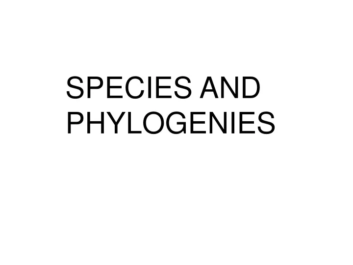 species and phylogenies