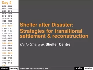 Shelter after Disaster: Strategies for transitional settlement &amp; reconstruction
