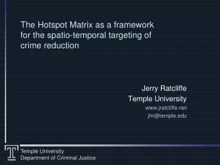 The Hotspot Matrix as a framework for the spatio-temporal targeting of crime reduction