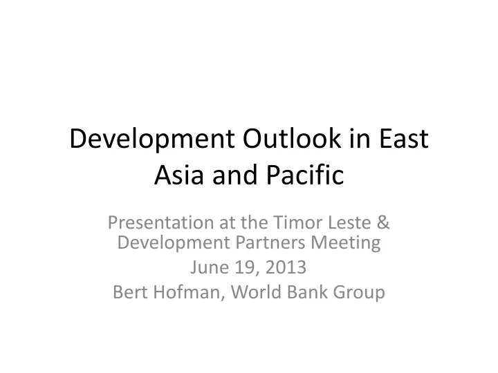 development outlook in east asia and pacific
