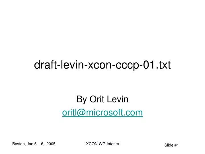 draft levin xcon cccp 01 txt