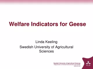 Welfare Indicators for Geese