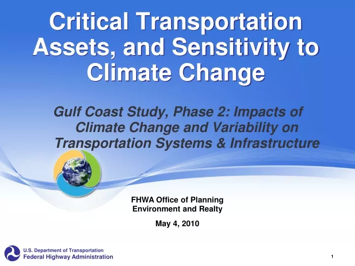 critical transportation assets and sensitivity to climate change
