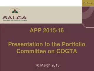APP 2015/16 Presentation to the Portfolio Committee on COGTA
