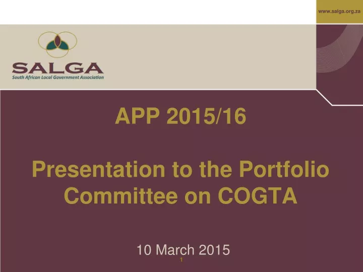 app 2015 16 presentation to the portfolio committee on cogta