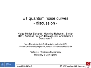 ET quantum noise curves - discussion -