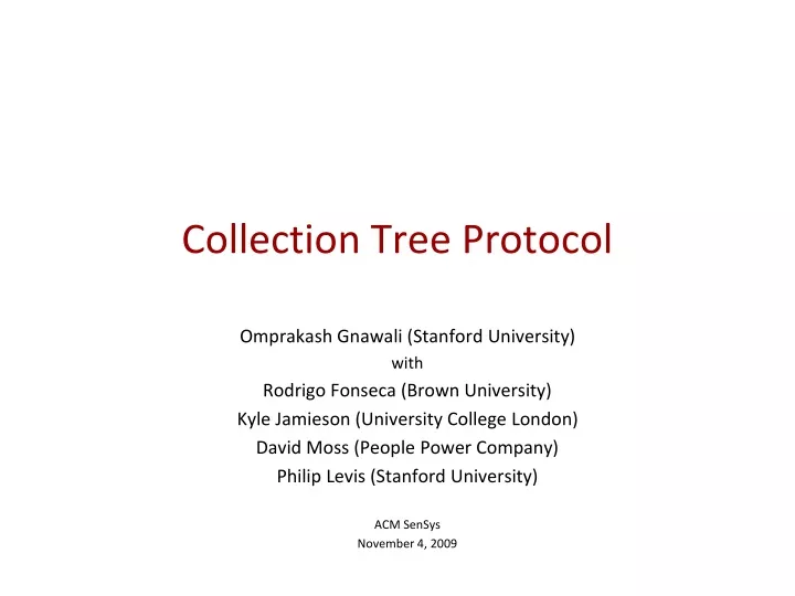 collection tree protocol