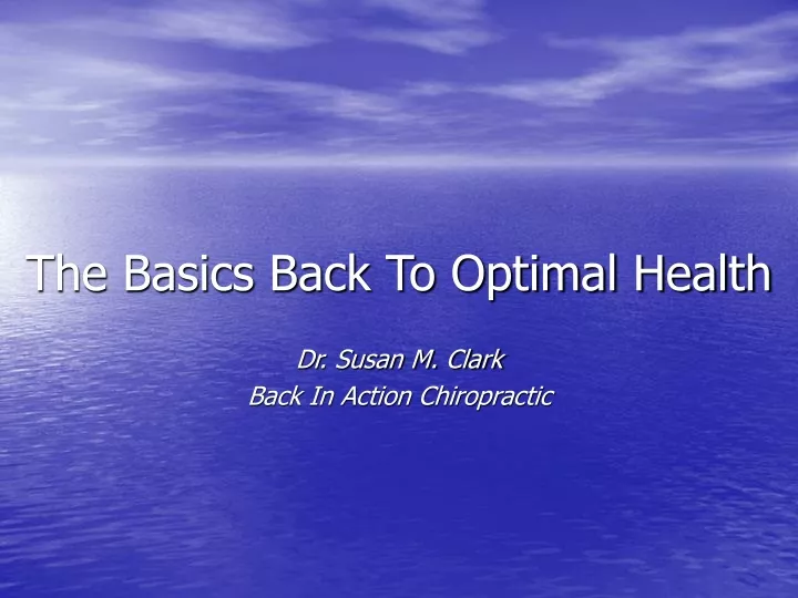 the basics back to optimal health