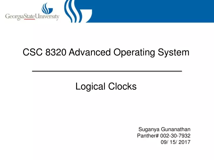 csc 8320 advanced operating system logical clocks