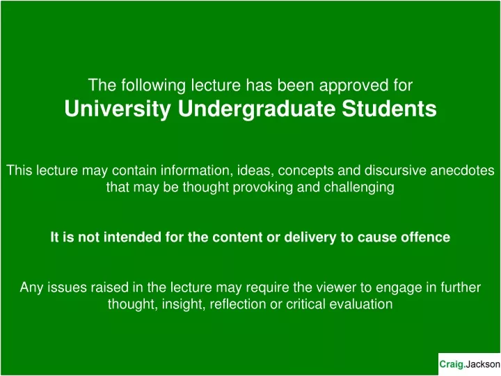 the following lecture has been approved