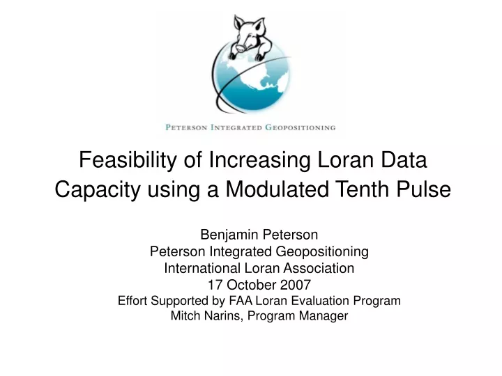 feasibility of increasing loran data capacity using a modulated tenth pulse