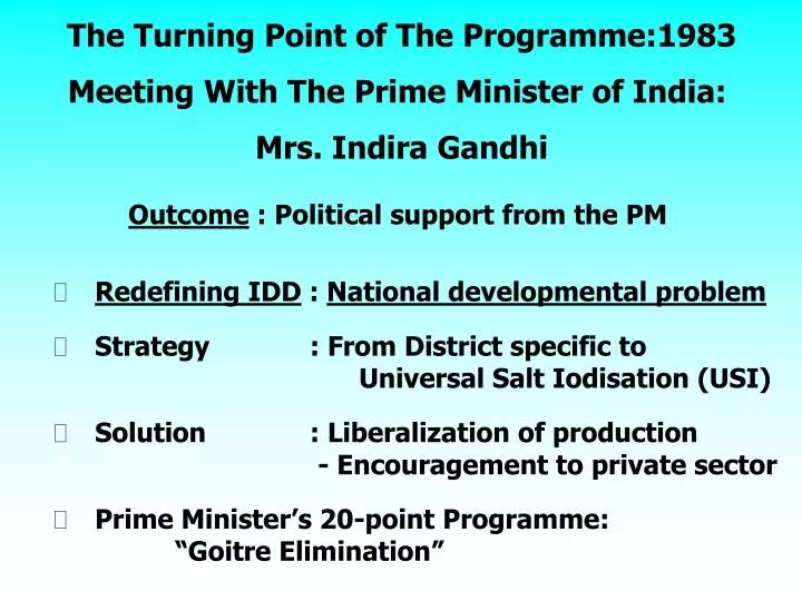the turning point of the programme 1983 meeting
