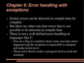 Chapter 9: Error handling with exceptions