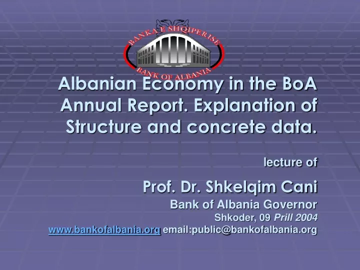 albanian economy in the boa annual report