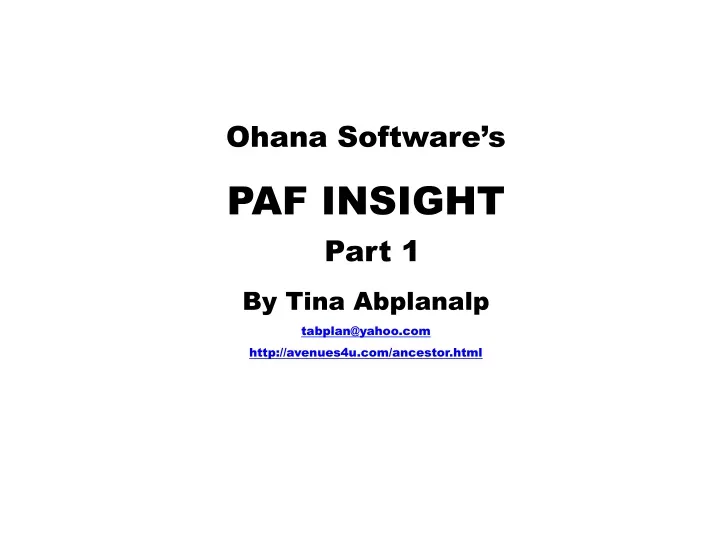 ohana software s paf insight part 1 by tina