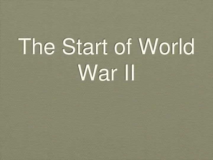 the start of world war ii