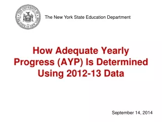How Adequate Yearly Progress (AYP) Is Determined Using 2012-13 Data