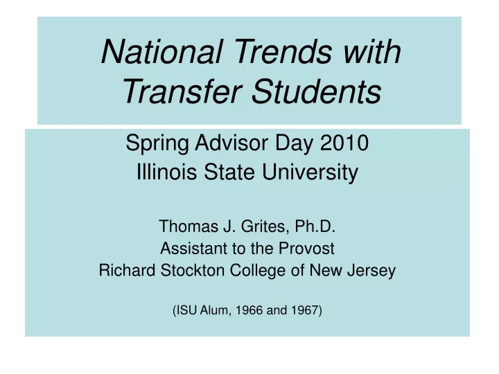 national trends with transfer students