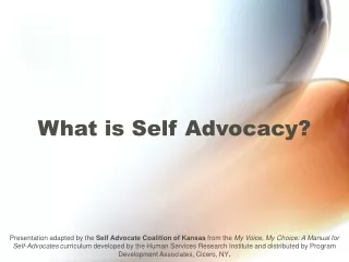 What is Self Advocacy?