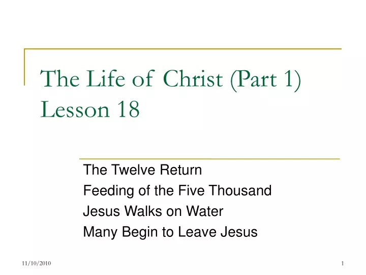 the life of christ part 1 lesson 18