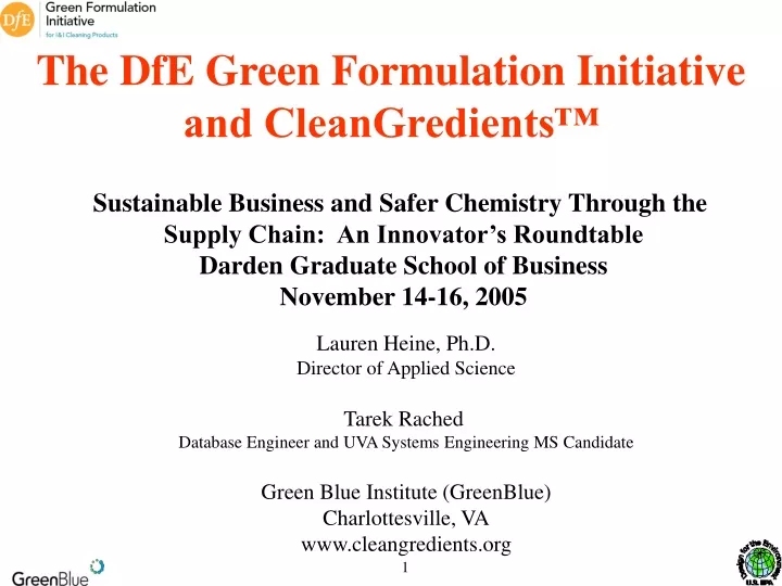 the dfe green formulation initiative