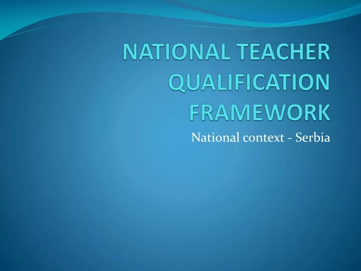 national teacher qualification framework