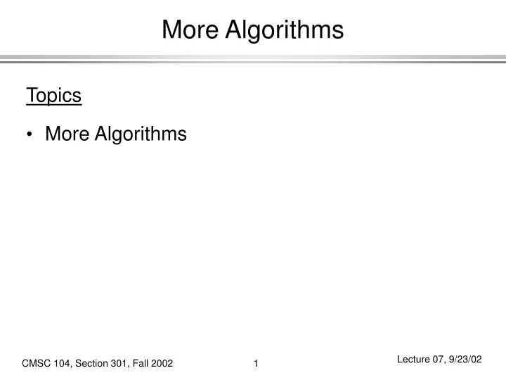 more algorithms