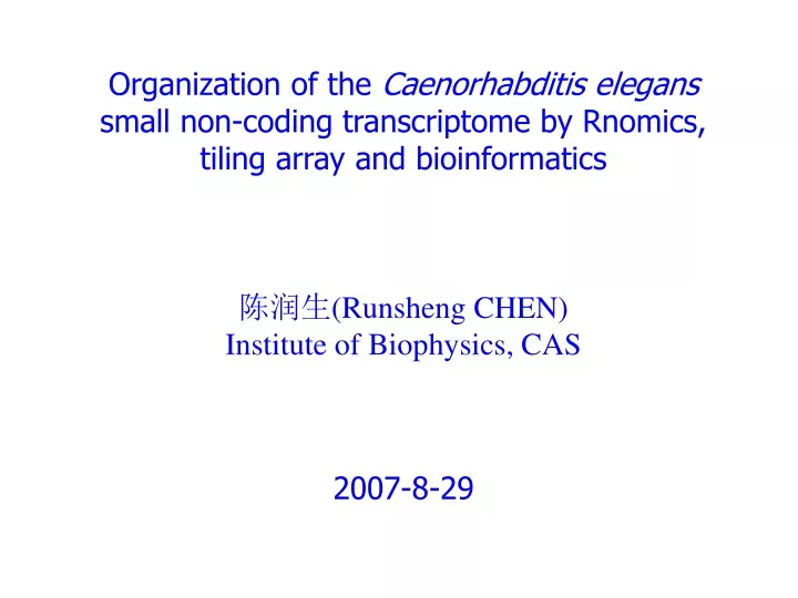 organization of the caenorhabditis elegans small