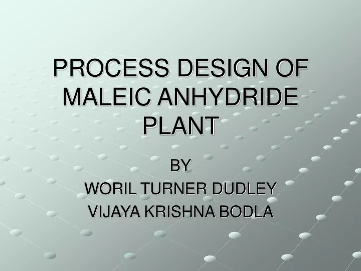 process design of maleic anhydride plant