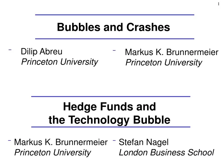 bubbles and crashes