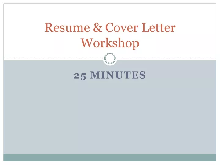 resume cover letter workshop