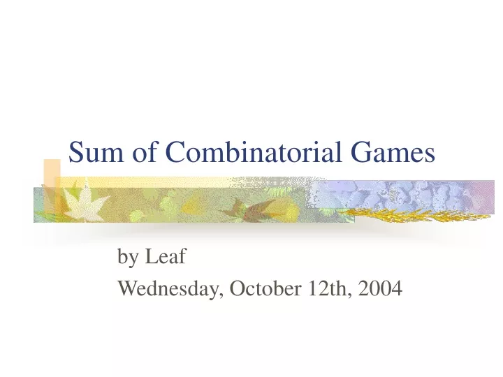 sum of combinatorial games