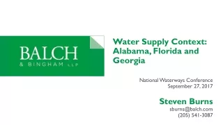 Water Supply Context: Alabama, Florida and Georgia National Waterways Conference