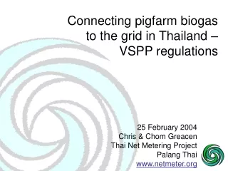 Connecting pigfarm biogas to the grid in Thailand – VSPP regulations